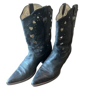 Durango Crush Sz 10 Black Women's Cowboy Boots Cut Out Hearts
